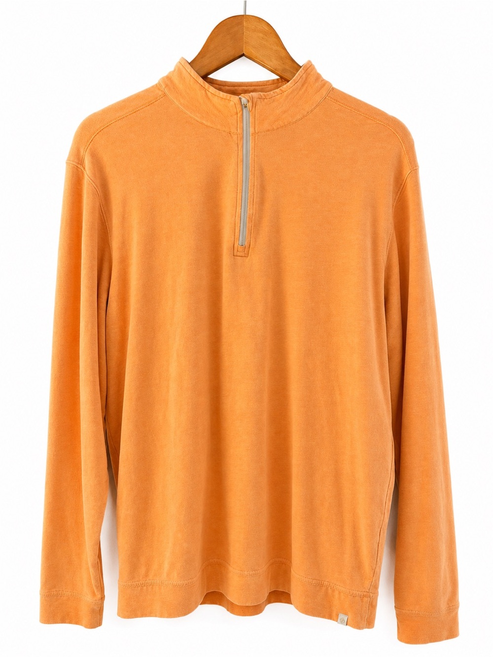 Tasc Performance Men's L Quarter Zip Pullover Orange Bamboo Organic Cotton